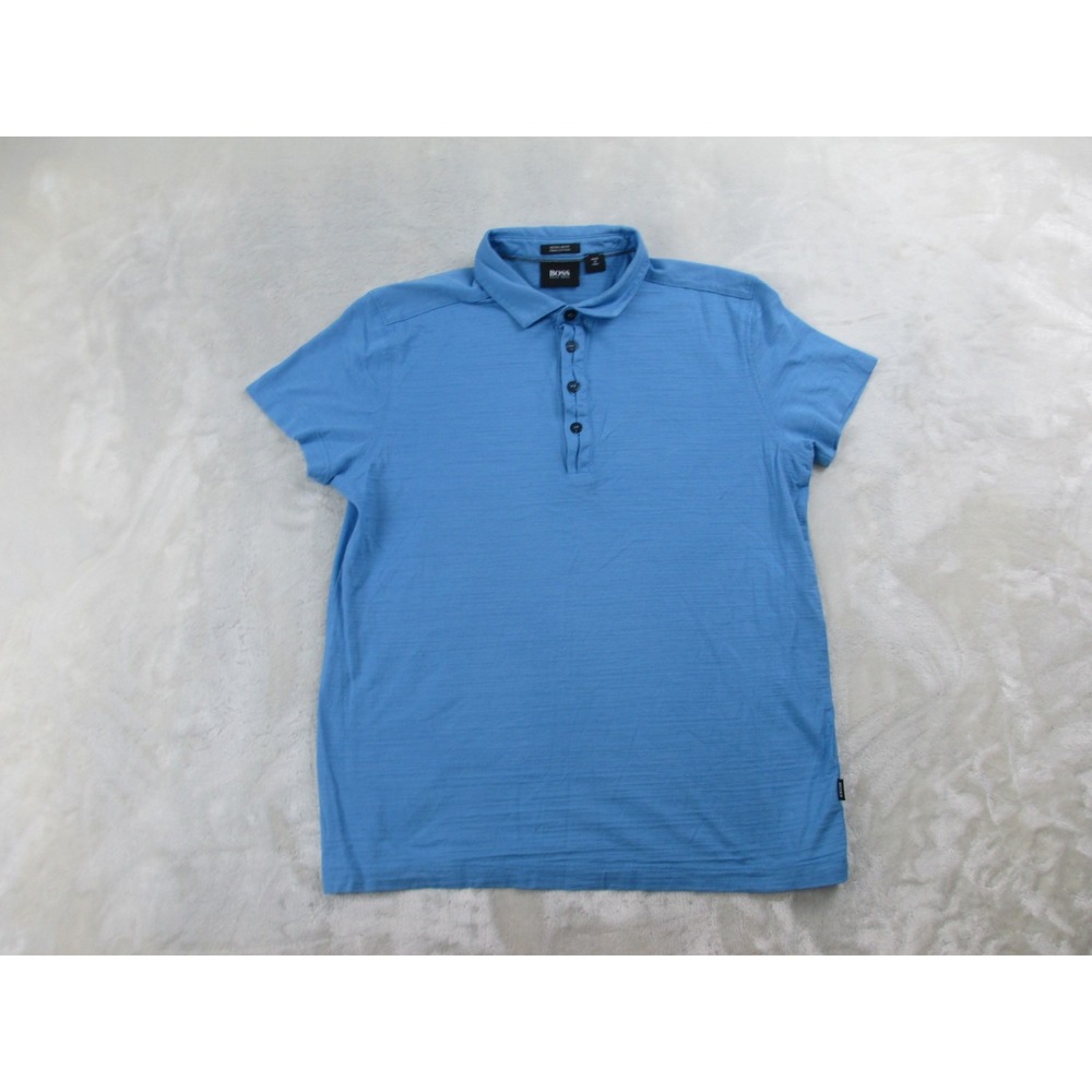 Hugo Boss Polo Shirt Mens Small Blue Regualr Fit Pima Cotton Casual*